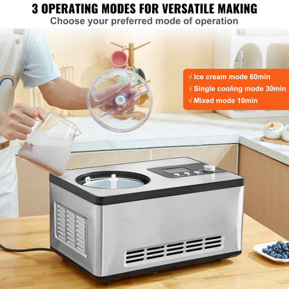 Máquina Automática Gelados 1.9L VEVOR Elétrica Prateada