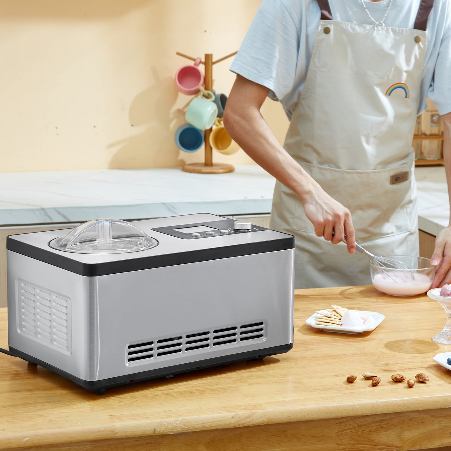 Máquina Automática Gelados 1.9L VEVOR Elétrica Prateada