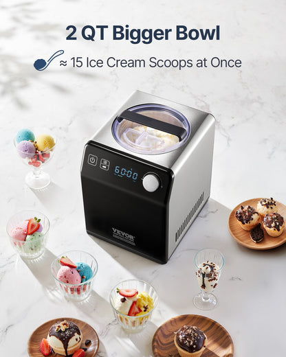 Máquina de Gelados Automática 1.9L VEVOR Preta