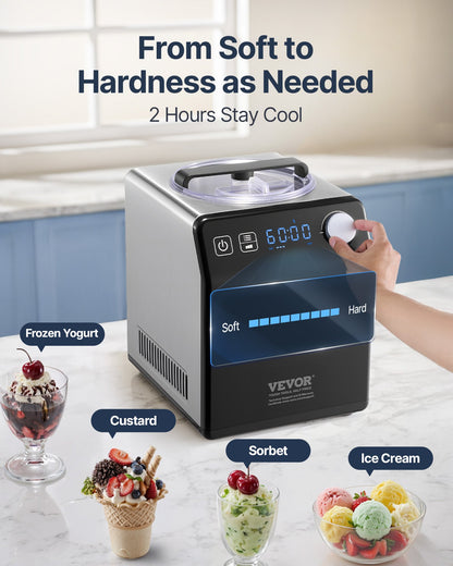 Máquina de Gelados Automática 1.9L VEVOR Preta