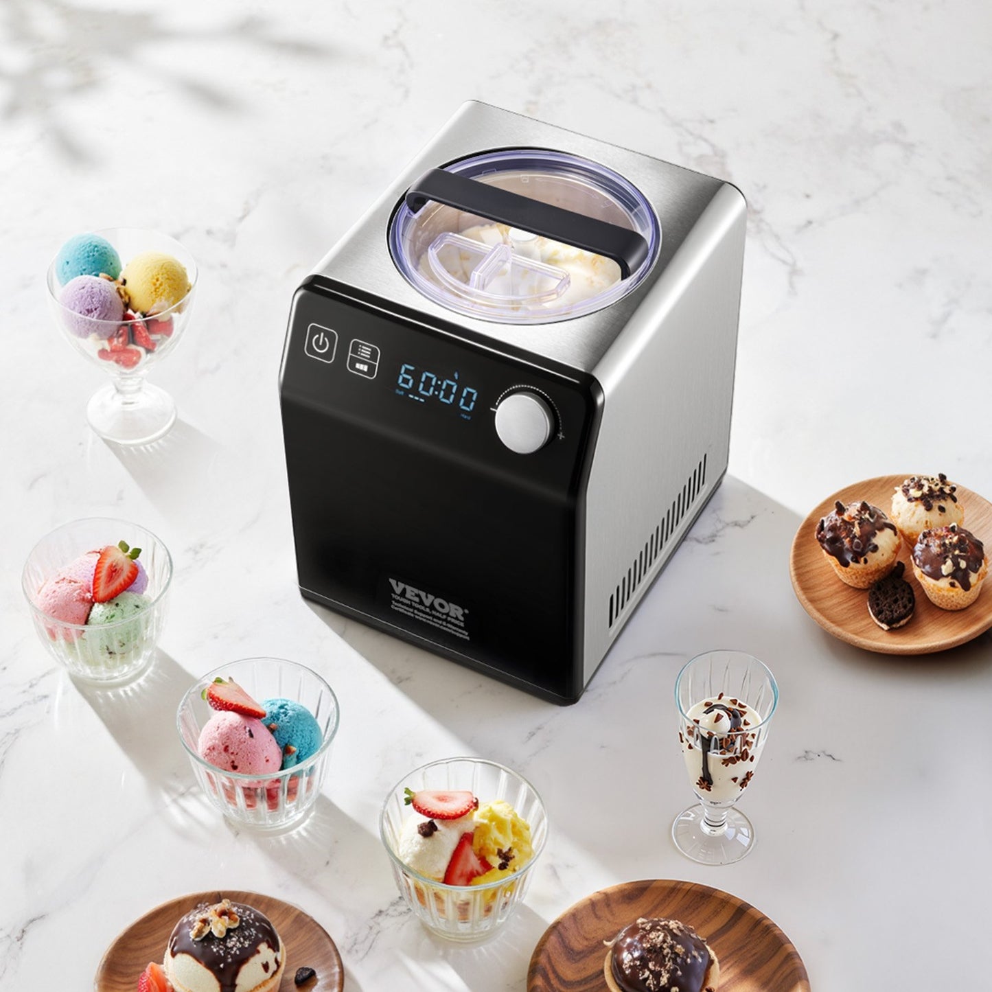 Máquina de Gelados Automática 1.9L VEVOR Preta