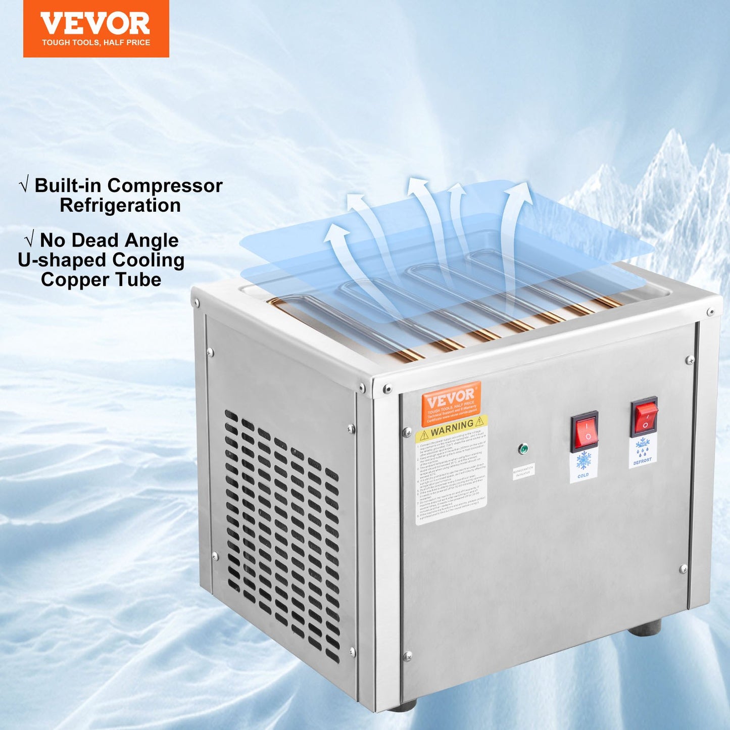 Máquina de Gelado Frito VEVOR com Compressor e Espátulas