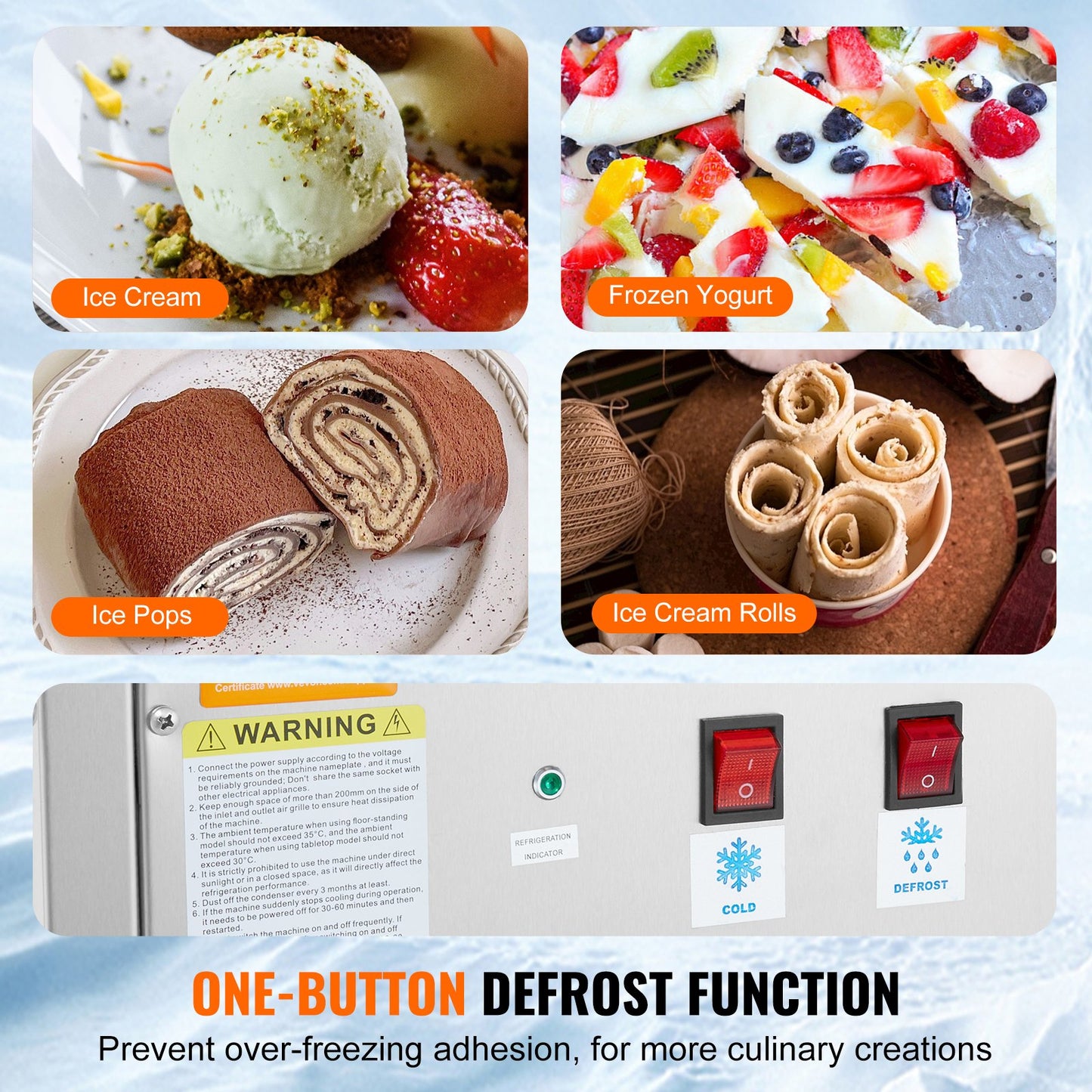 Máquina de Gelado Frito VEVOR com Compressor e Espátulas