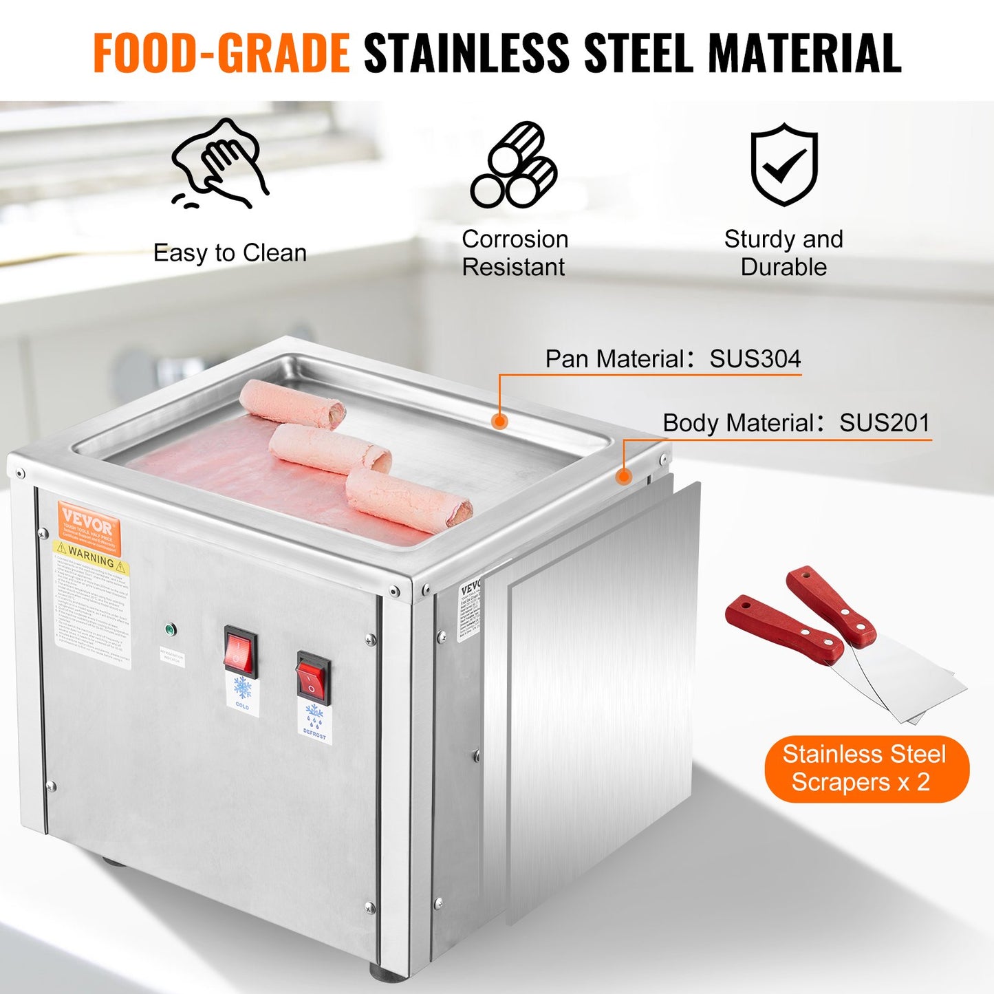 Máquina de Gelado Frito VEVOR com Compressor e Espátulas