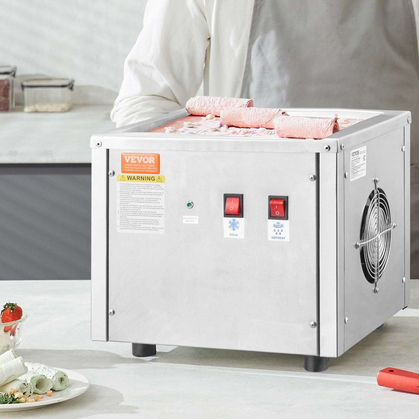 Máquina de Gelado Frito VEVOR com Compressor e Espátulas