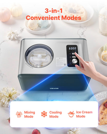 Máquina Automática de Gelados VEVOR 1.5L com Compressor