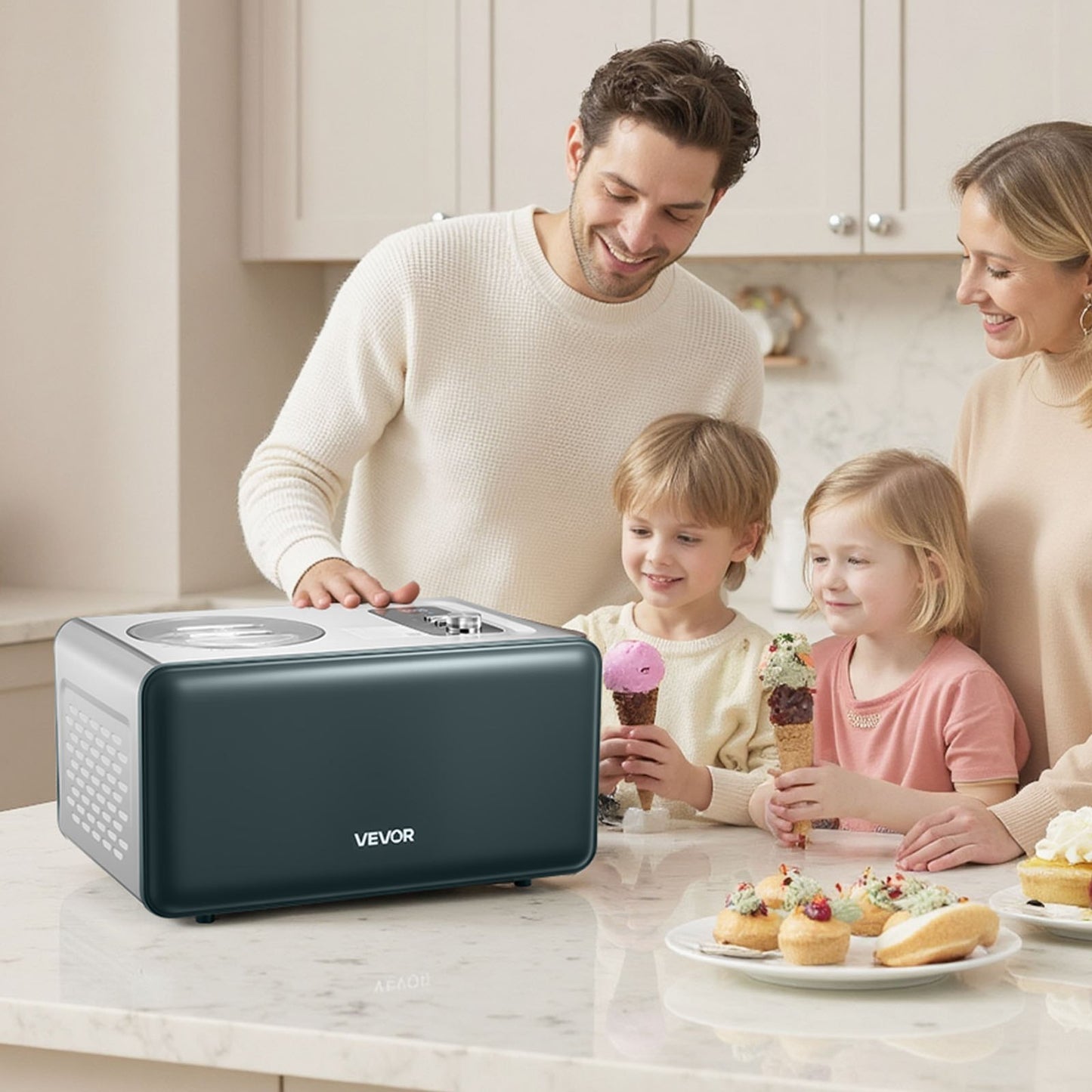 Máquina Automática de Gelados VEVOR 1.5L com Compressor