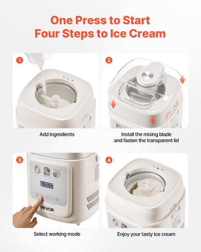 Máquina de Gelados Automática VEVOR 1L com Compressor