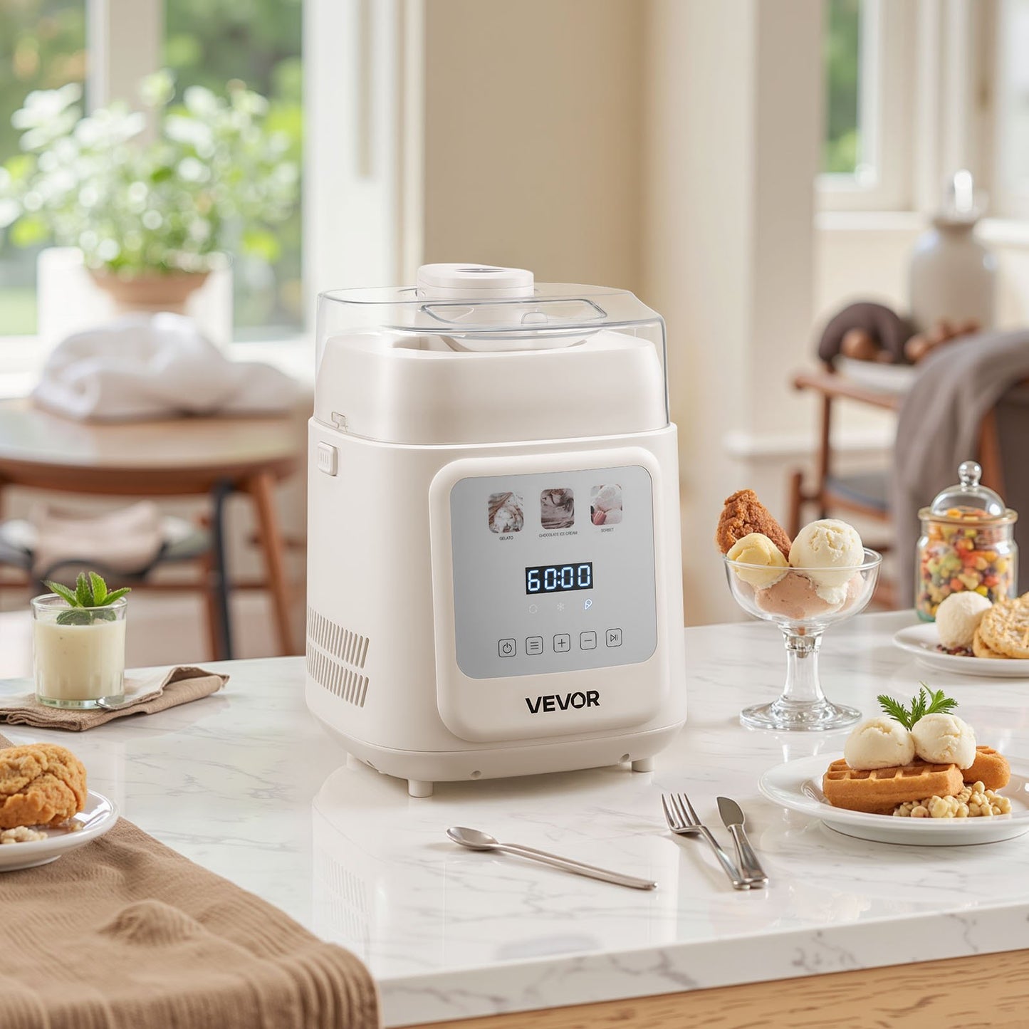 Máquina de Gelados Automática VEVOR 1L com Compressor