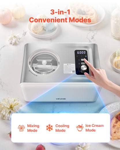 Máquina de Gelados Automática VEVOR 2L com Compressor Integrado
