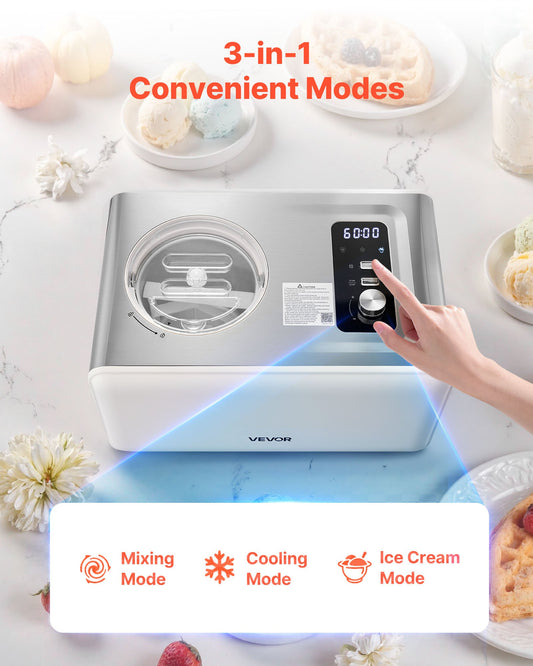 Máquina de Gelados Automática VEVOR 2L com Compressor Integrado