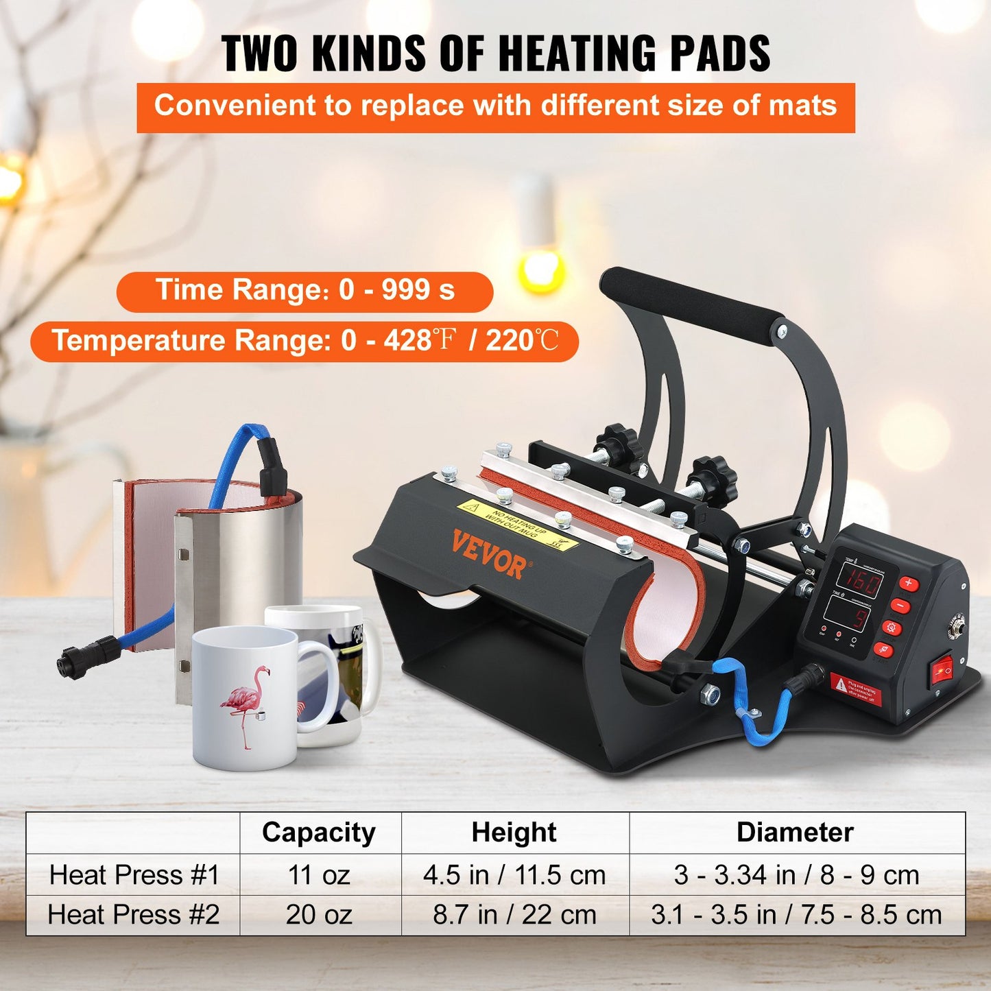 Prensa Térmica para Canecas VEVOR 11oz e 20oz com LCD