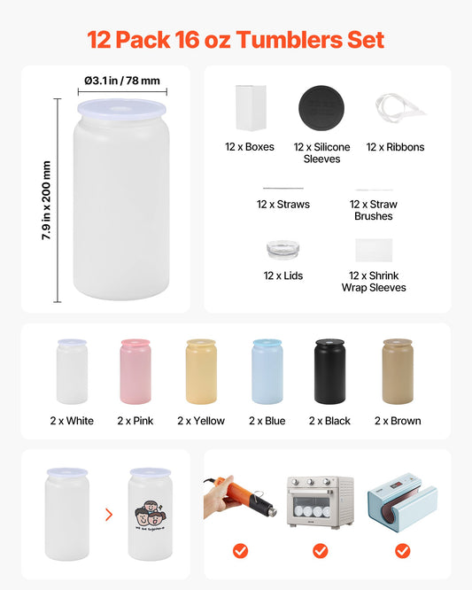 Pack 12 Copos Sublimação Aço Inoxidável 473ml