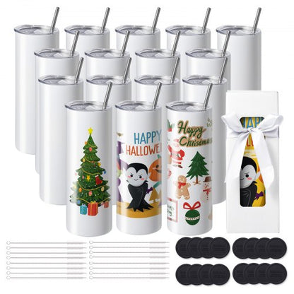 Pack 16 Copos Sublimação 20oz Inox com Acessórios
