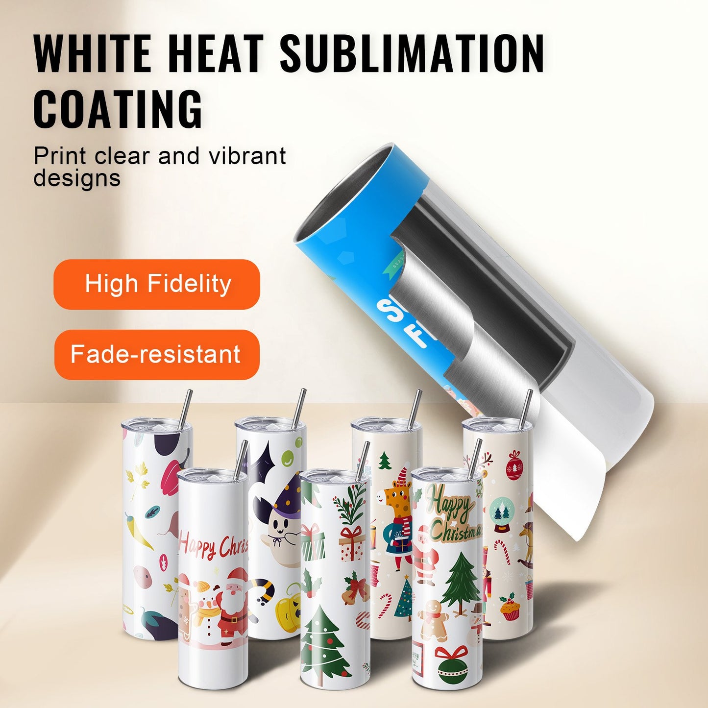 Pack 8 Copos Sublimação 30oz Aço Inoxidável com Acessórios