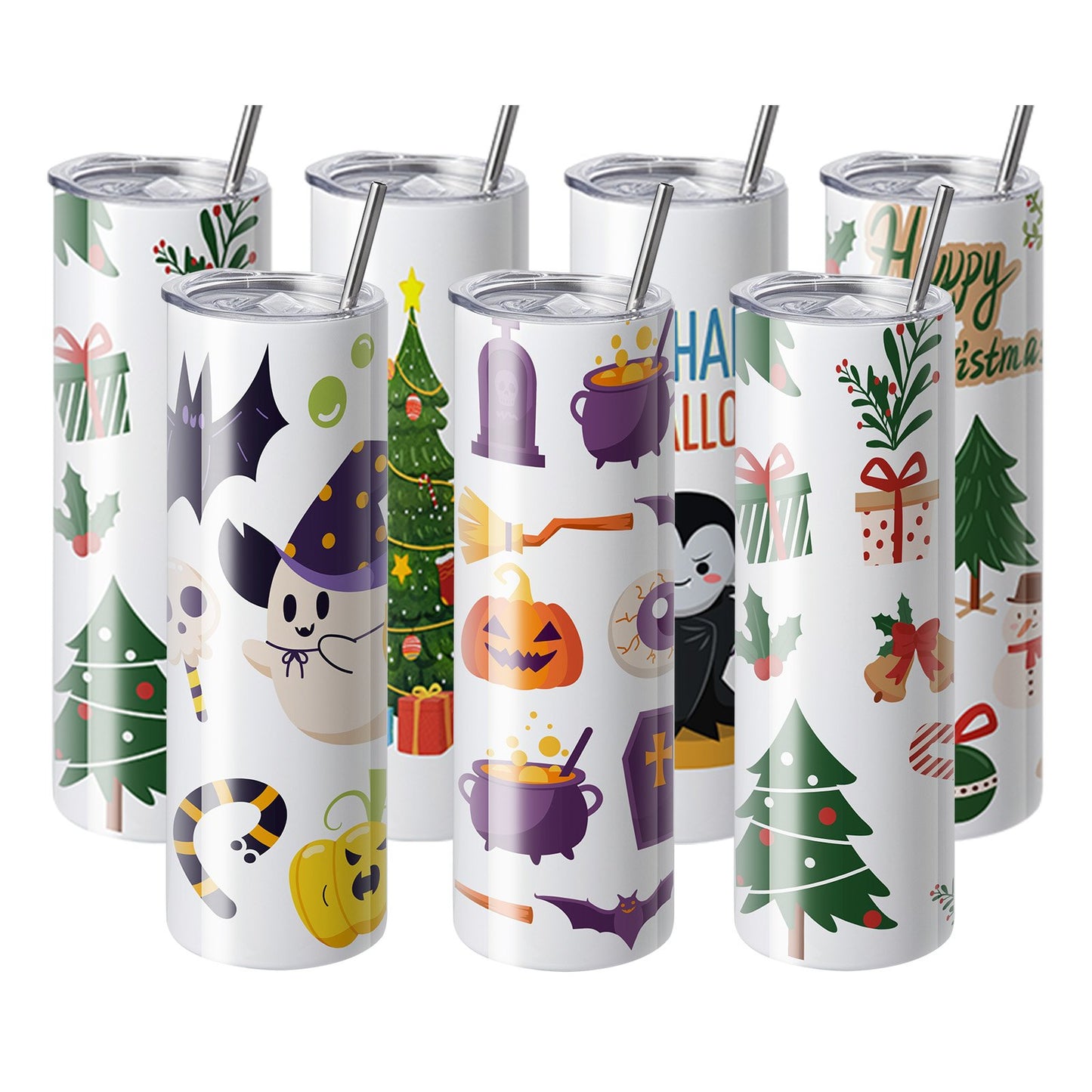 Pack 8 Copos Sublimação 30oz Aço Inoxidável com Acessórios