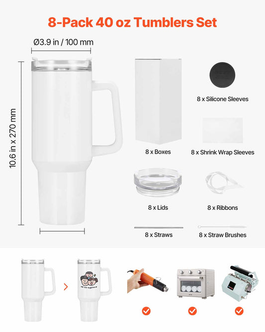 Pack 8 Copos Sublimação 1183ml Aço Inoxidável Isolados
