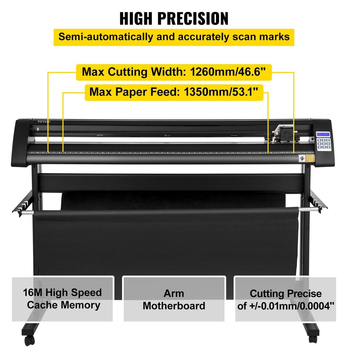 Plotter de Vinil VEVOR 1350mm com Ecrã LED e Olho Óptico