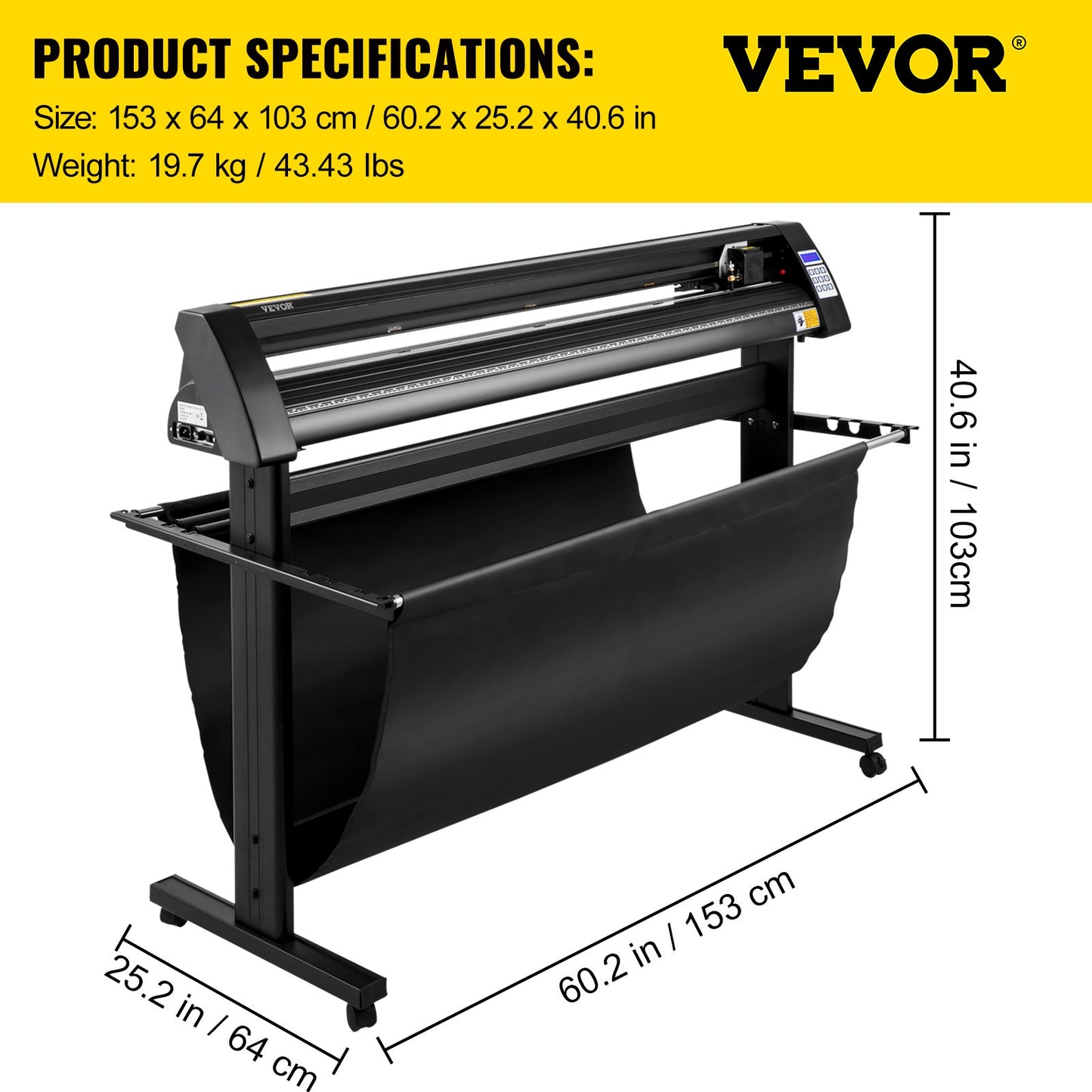 Plotter de Vinil VEVOR 1350mm com Ecrã LED e Olho Óptico