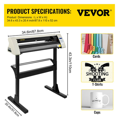 Cortadora de Vinil VEVOR 720mm com Suporte Resistente