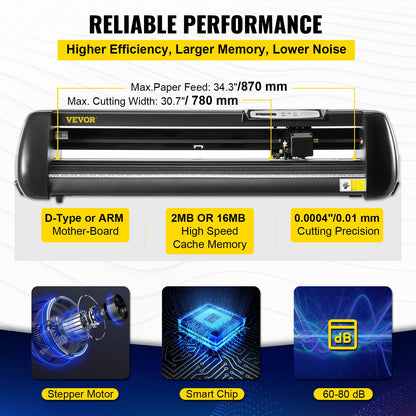 Cortadora de Vinil VEVOR 34" com Ecrã LCD e 3 Lâminas