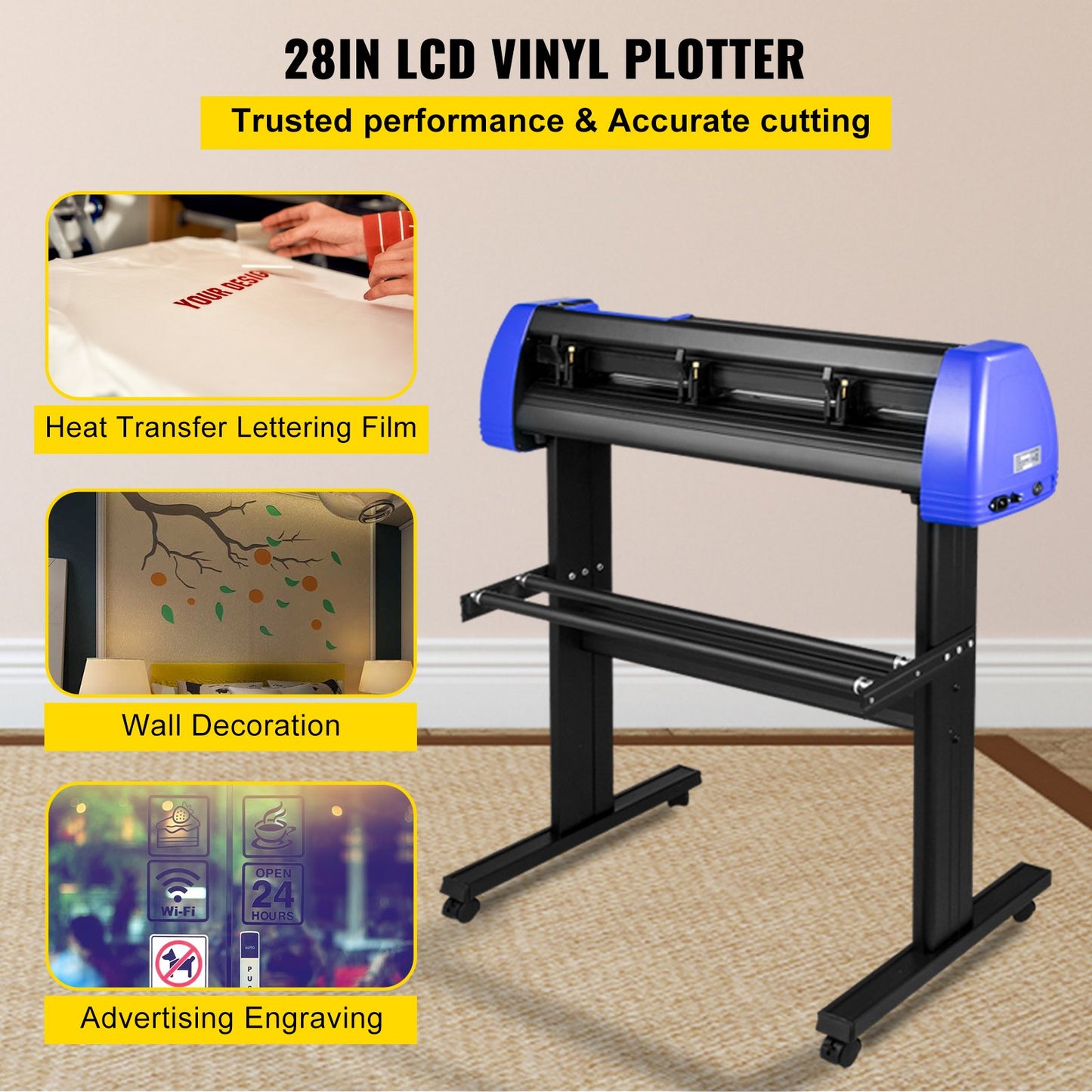Cortador de Vinil VEVOR 870mm com Suporte Ajustável