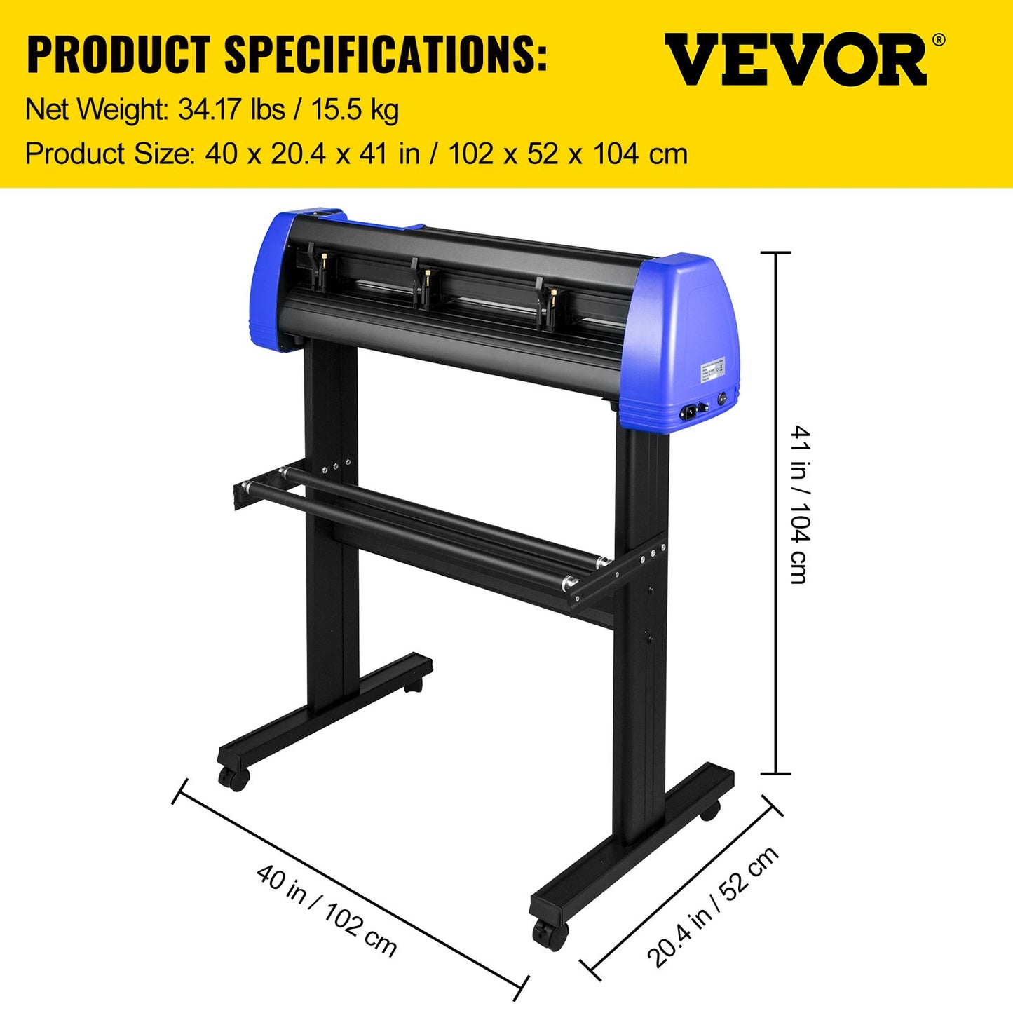 Cortador de Vinil VEVOR 870mm com Suporte Ajustável