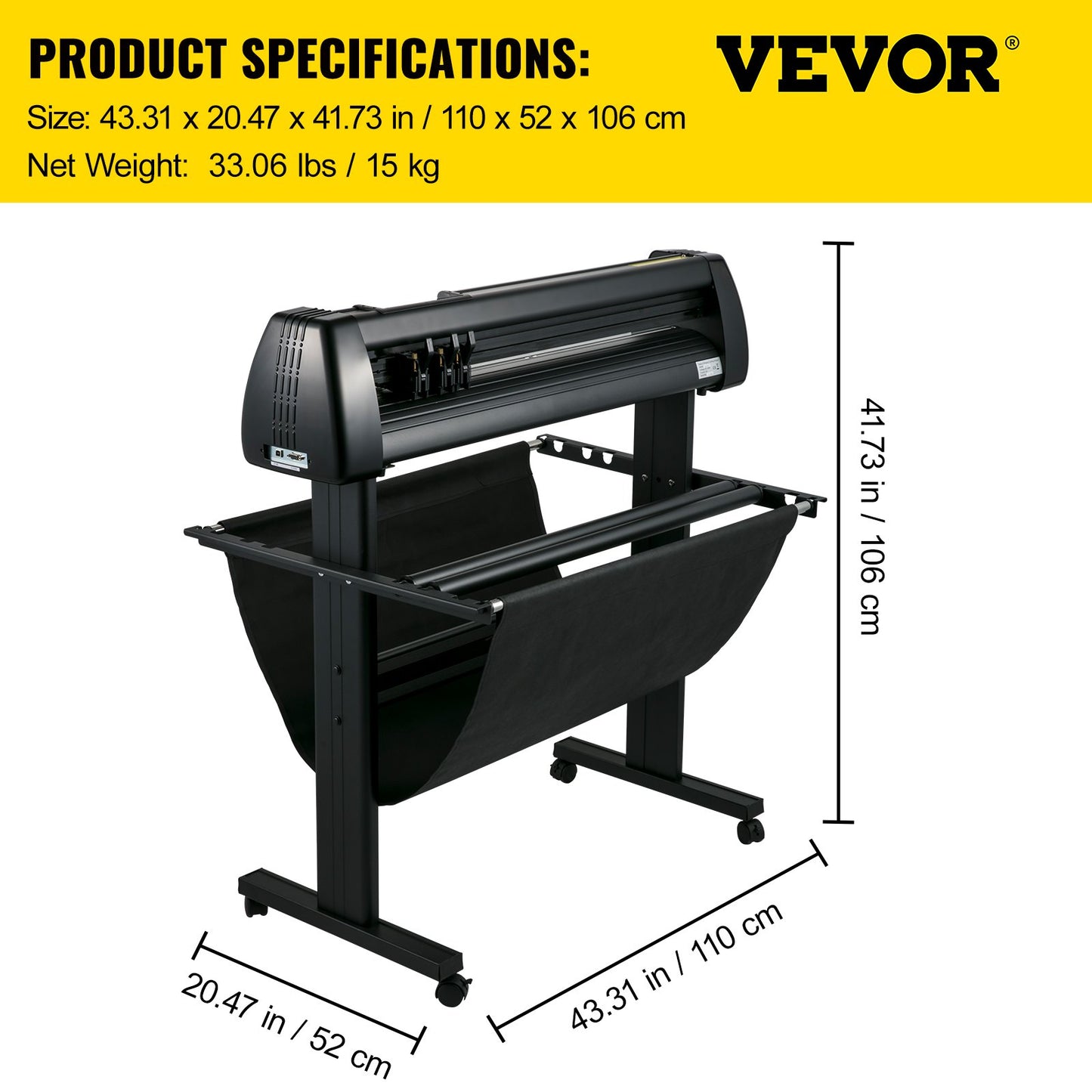 Plotter de Vinil VEVOR 870 mm com Suporte Robusto