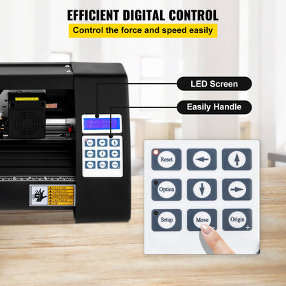 Plotter de Vinil VEVOR 375mm com Ecrã LED e Olho Óptico