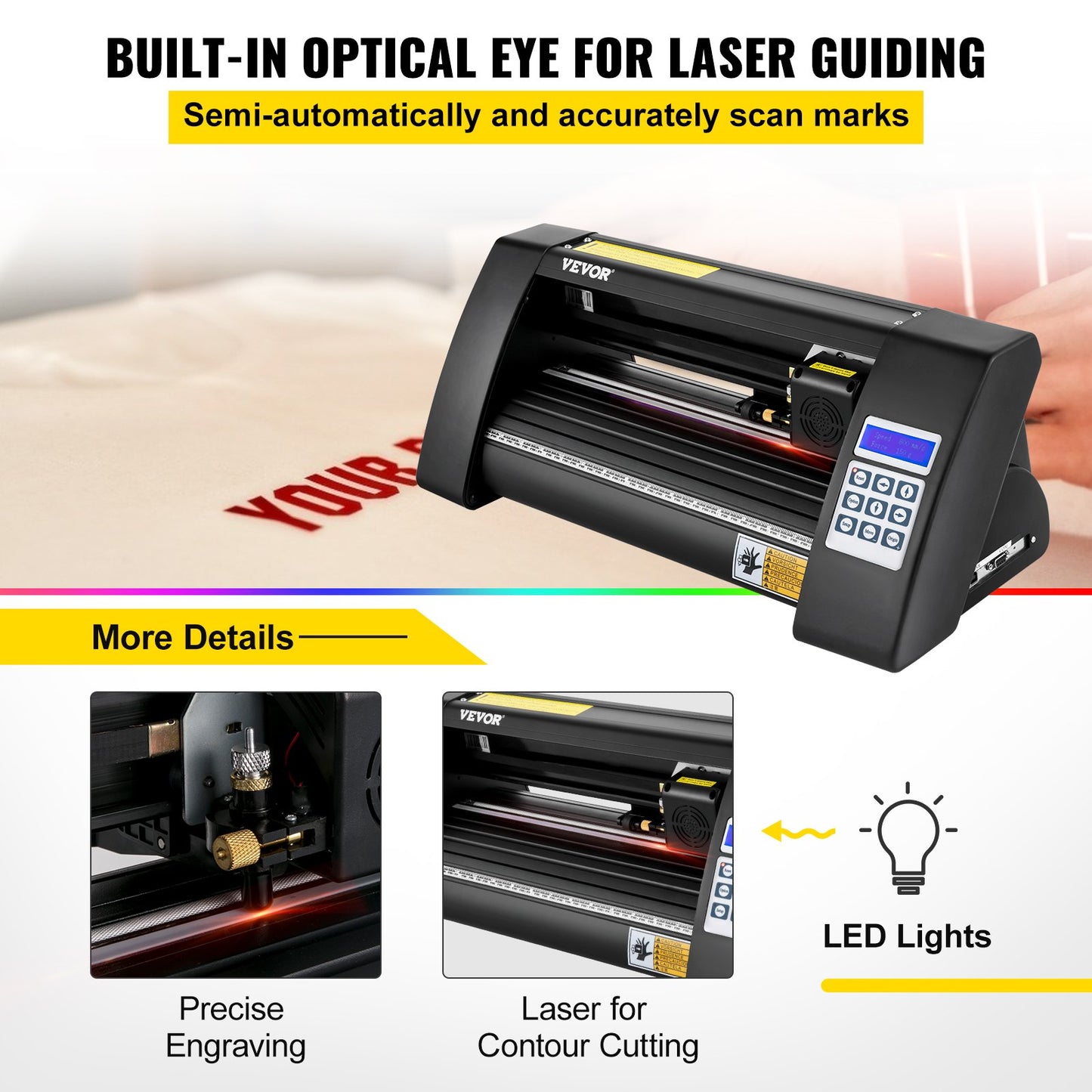 Plotter de Vinil VEVOR 375mm com Ecrã LED e Olho Óptico