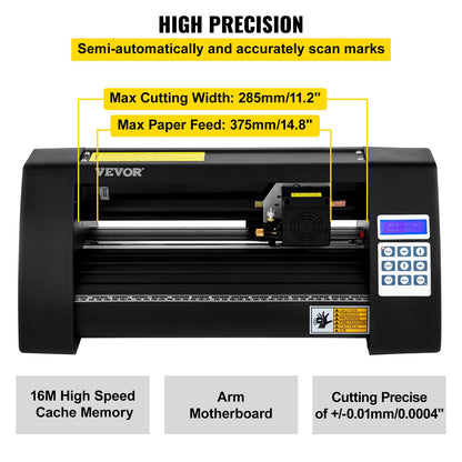 Plotter de Vinil VEVOR 375mm com Ecrã LED e Olho Óptico