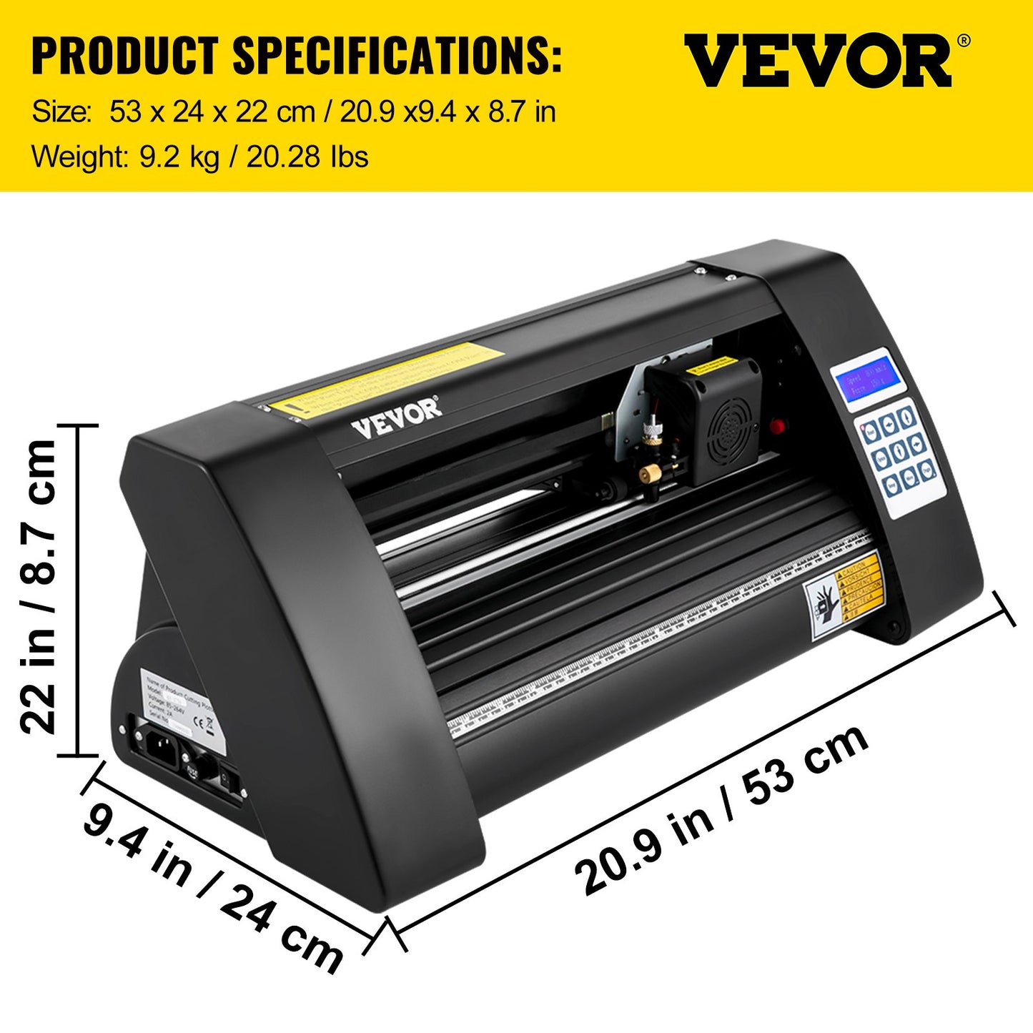 Plotter de Vinil VEVOR 375mm com Ecrã LED e Olho Óptico