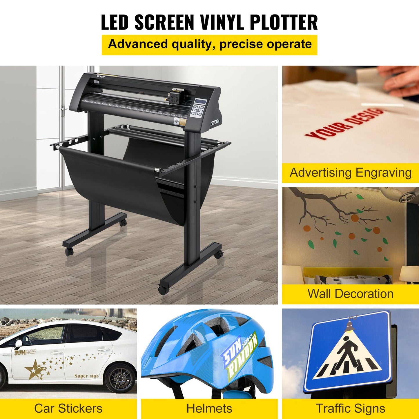 Cortadora de Vinil VEVOR 720mm com Ecrã LED e Olho Óptico
