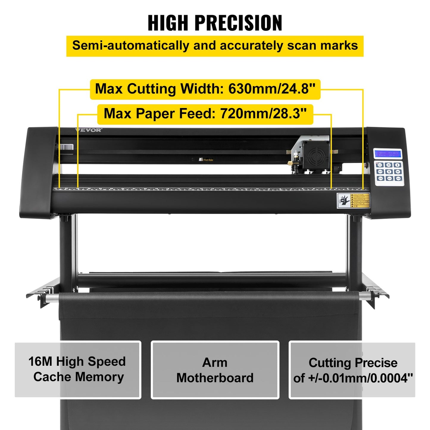 Cortadora de Vinil VEVOR 720mm com Ecrã LED e Olho Óptico