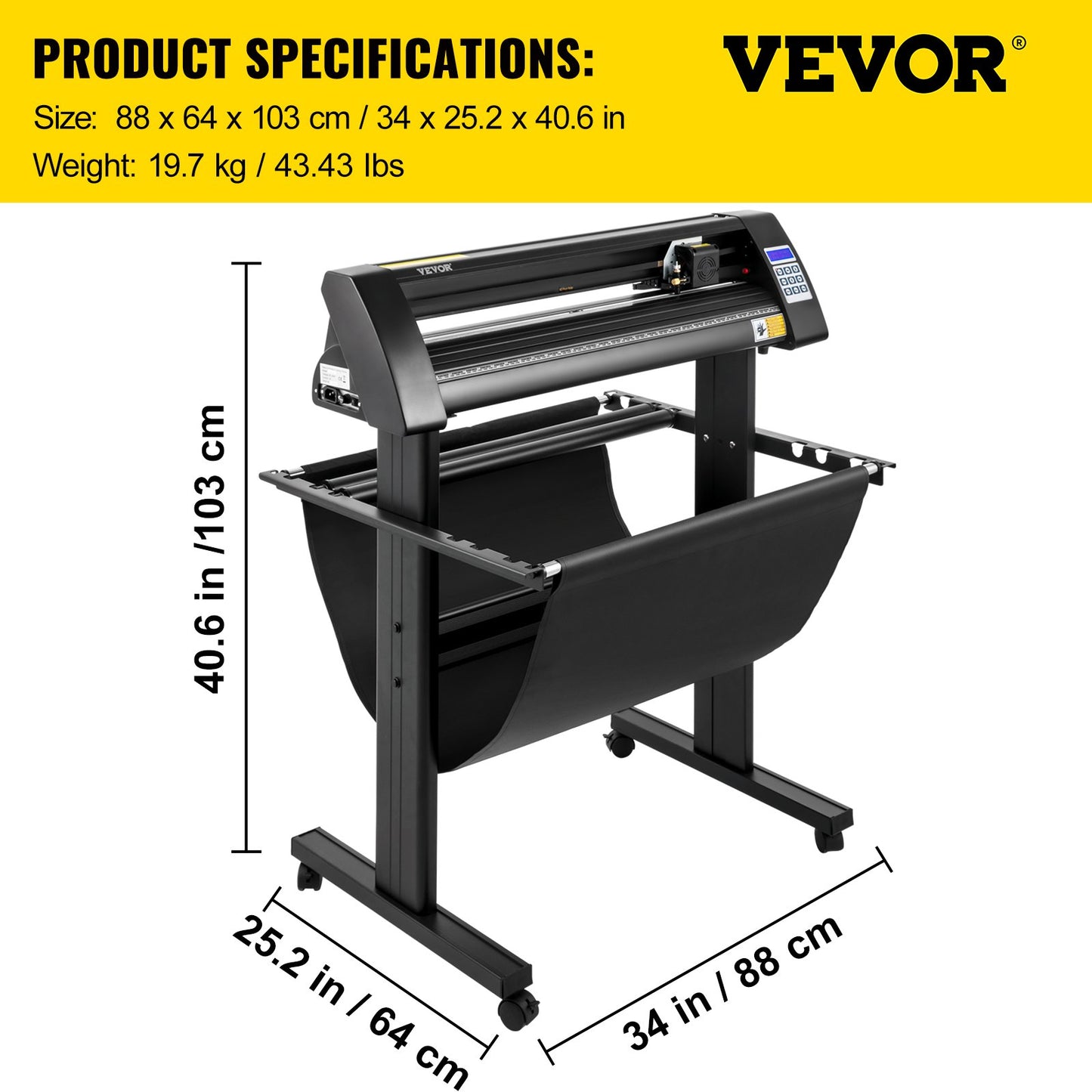 Cortadora de Vinil VEVOR 720mm com Ecrã LED e Olho Óptico