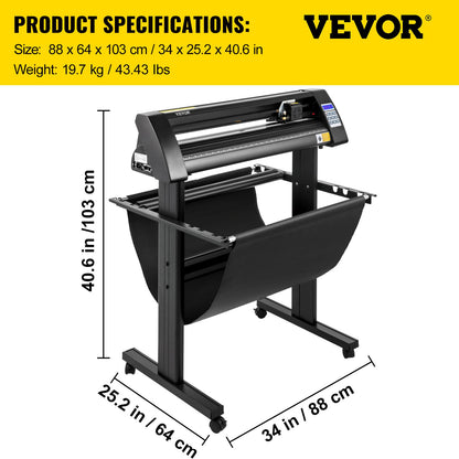 Cortadora de Vinil VEVOR 720mm com Ecrã LED e Olho Óptico