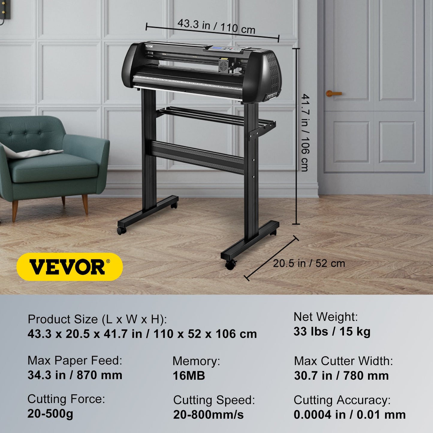 Cortadora de Vinil VEVOR 34'' com Bluetooth e Alta Precisão