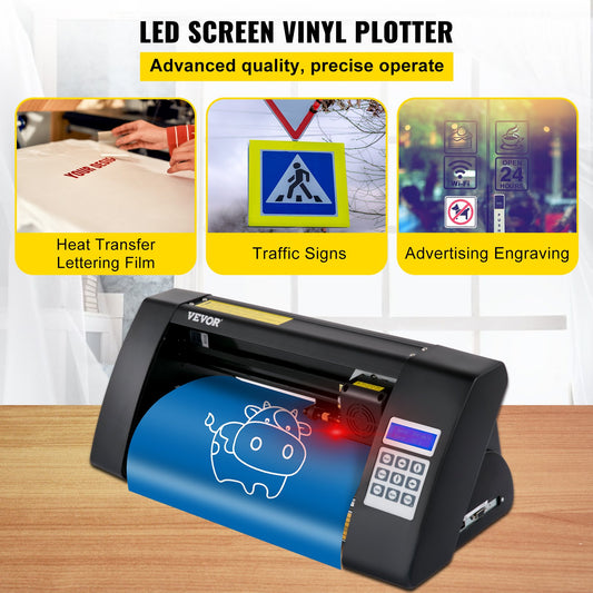 Plotter de Vinil VEVOR 375mm com Tela LED e Olho Óptico