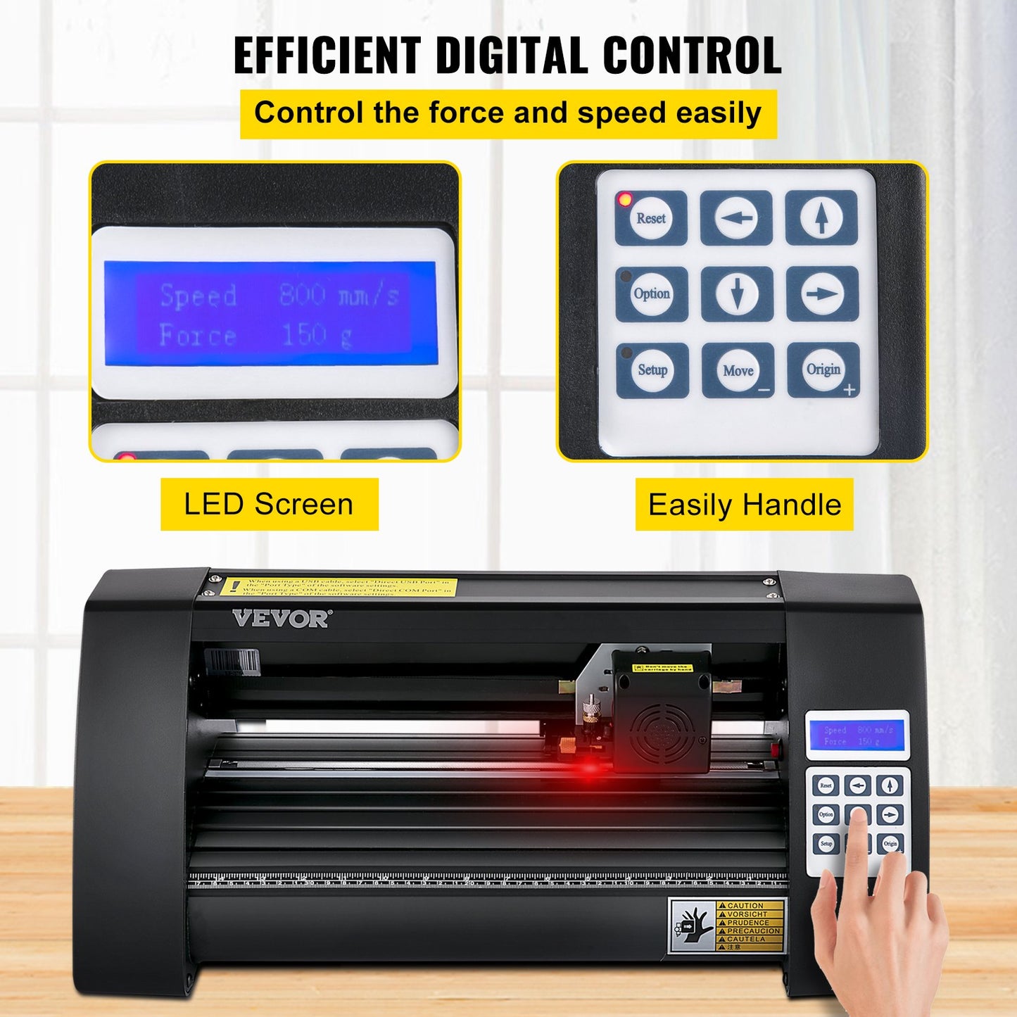 Plotter de Vinil VEVOR 375mm com Tela LED e Olho Óptico