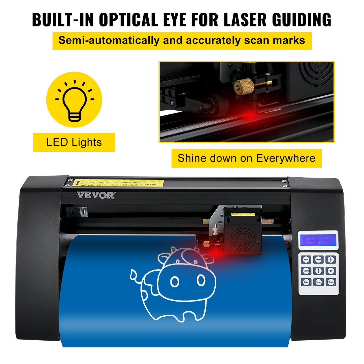 Plotter de Vinil VEVOR 375mm com Tela LED e Olho Óptico