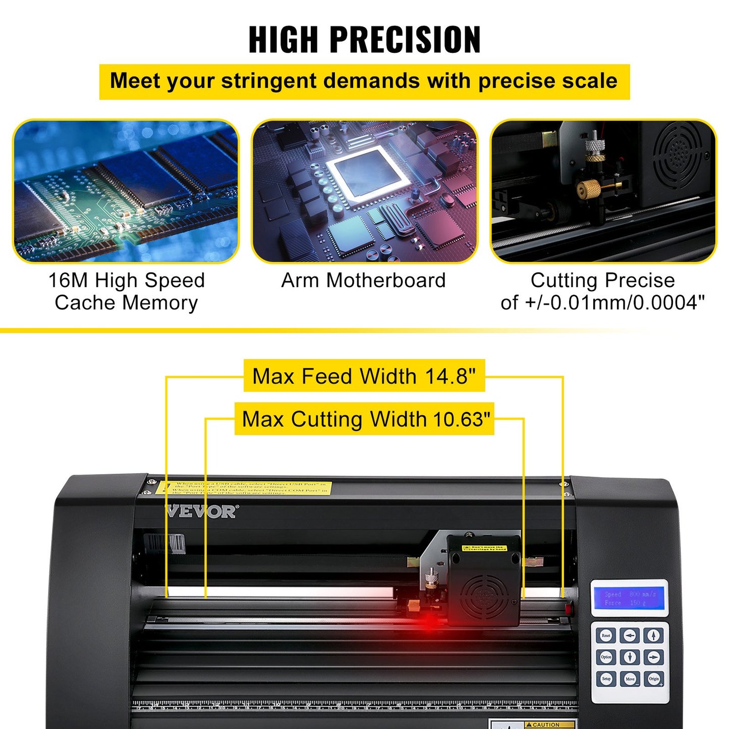 Plotter de Vinil VEVOR 375mm com Tela LED e Olho Óptico