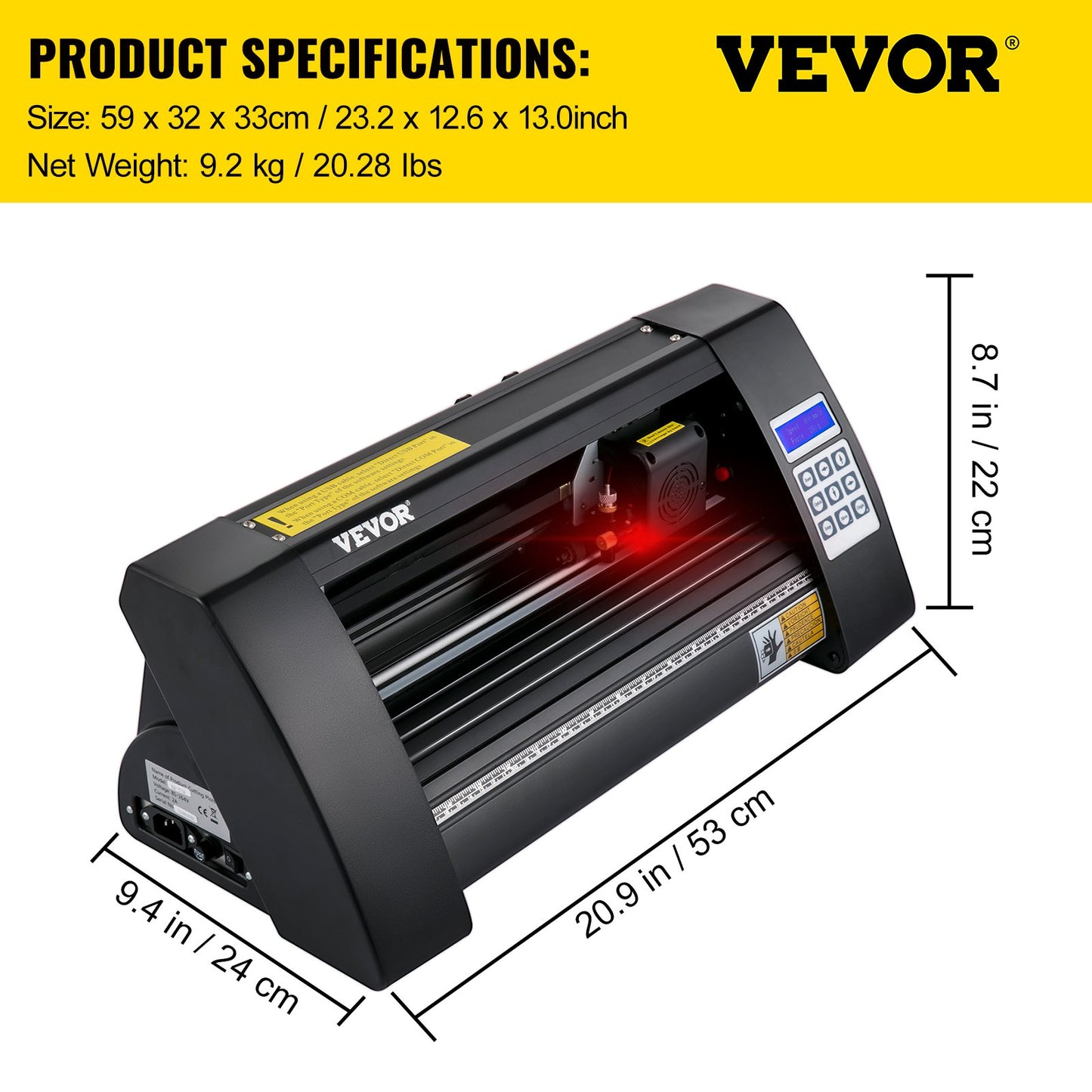 Plotter de Vinil VEVOR 375mm com Tela LED e Olho Óptico