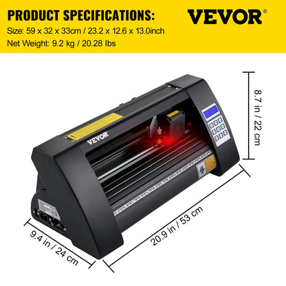 Plotter de Vinil VEVOR 375mm com Tela LED e Olho Óptico