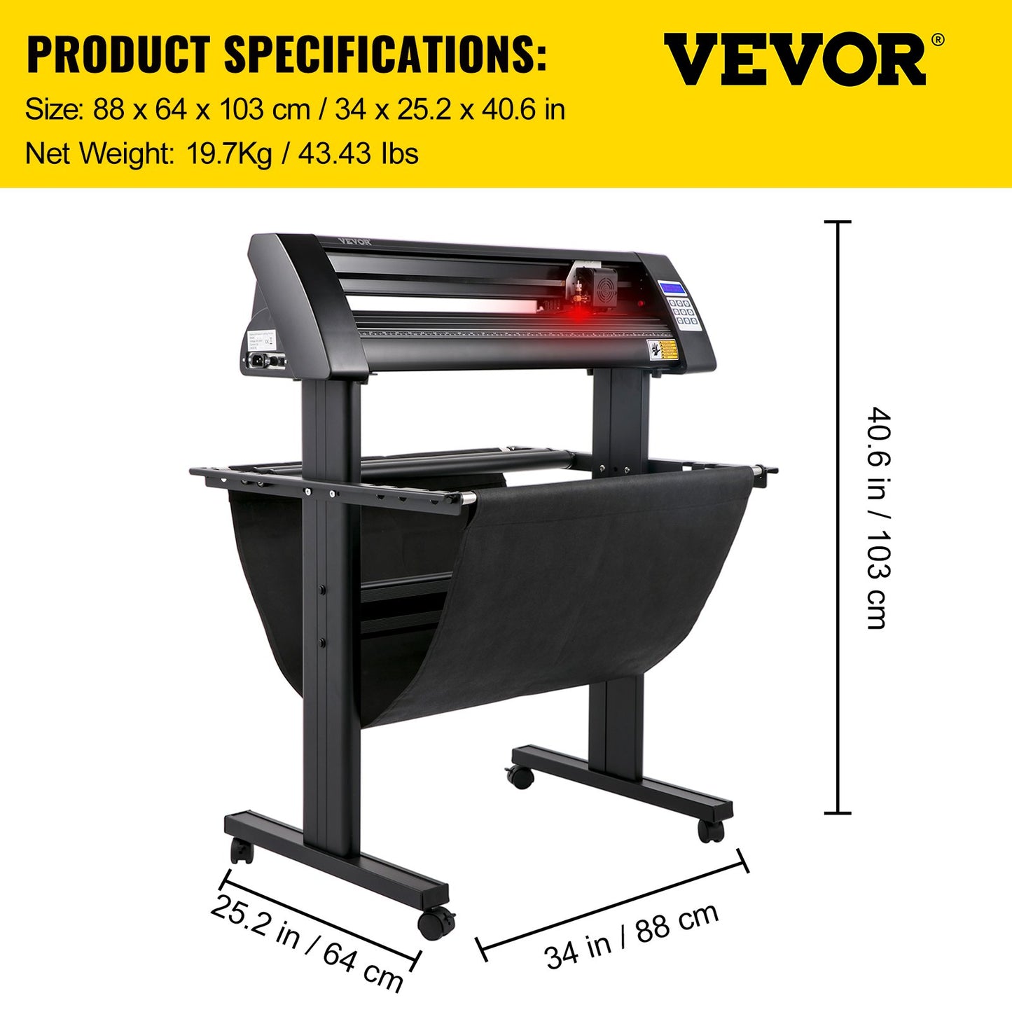 Plotter de Vinil VEVOR 720mm com Ecrã LED e Olho Óptico