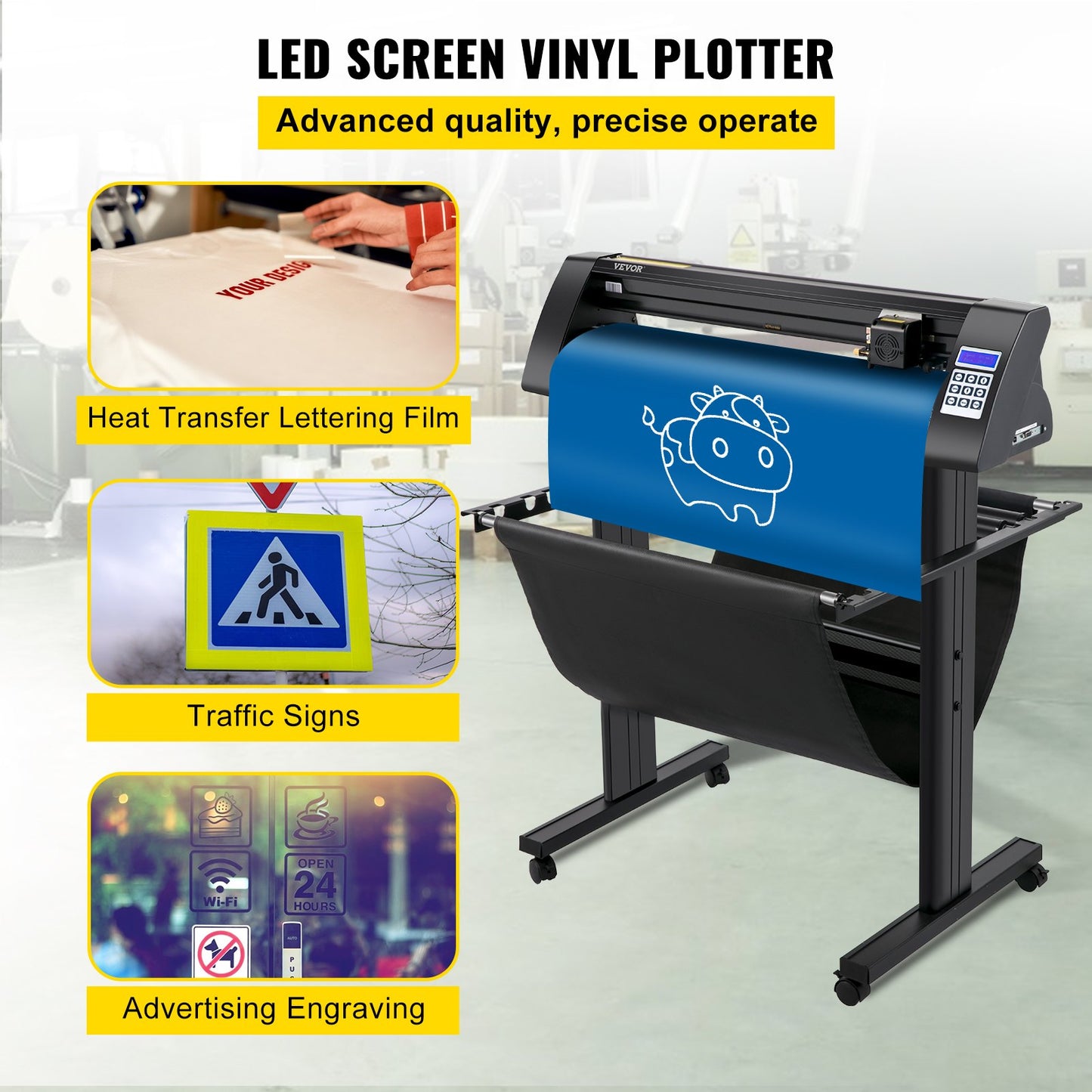 Plotter de Vinil VEVOR 870mm com Tela LED e Olho Óptico