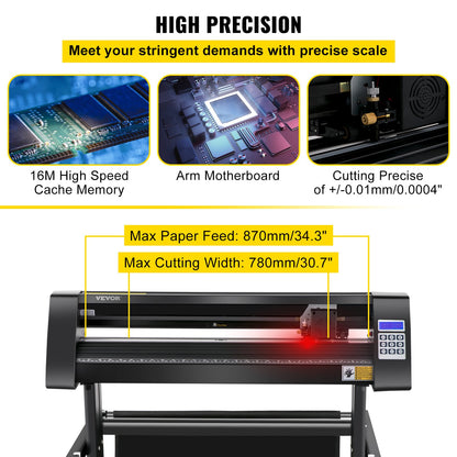 Plotter de Vinil VEVOR 870mm com Tela LED e Olho Óptico