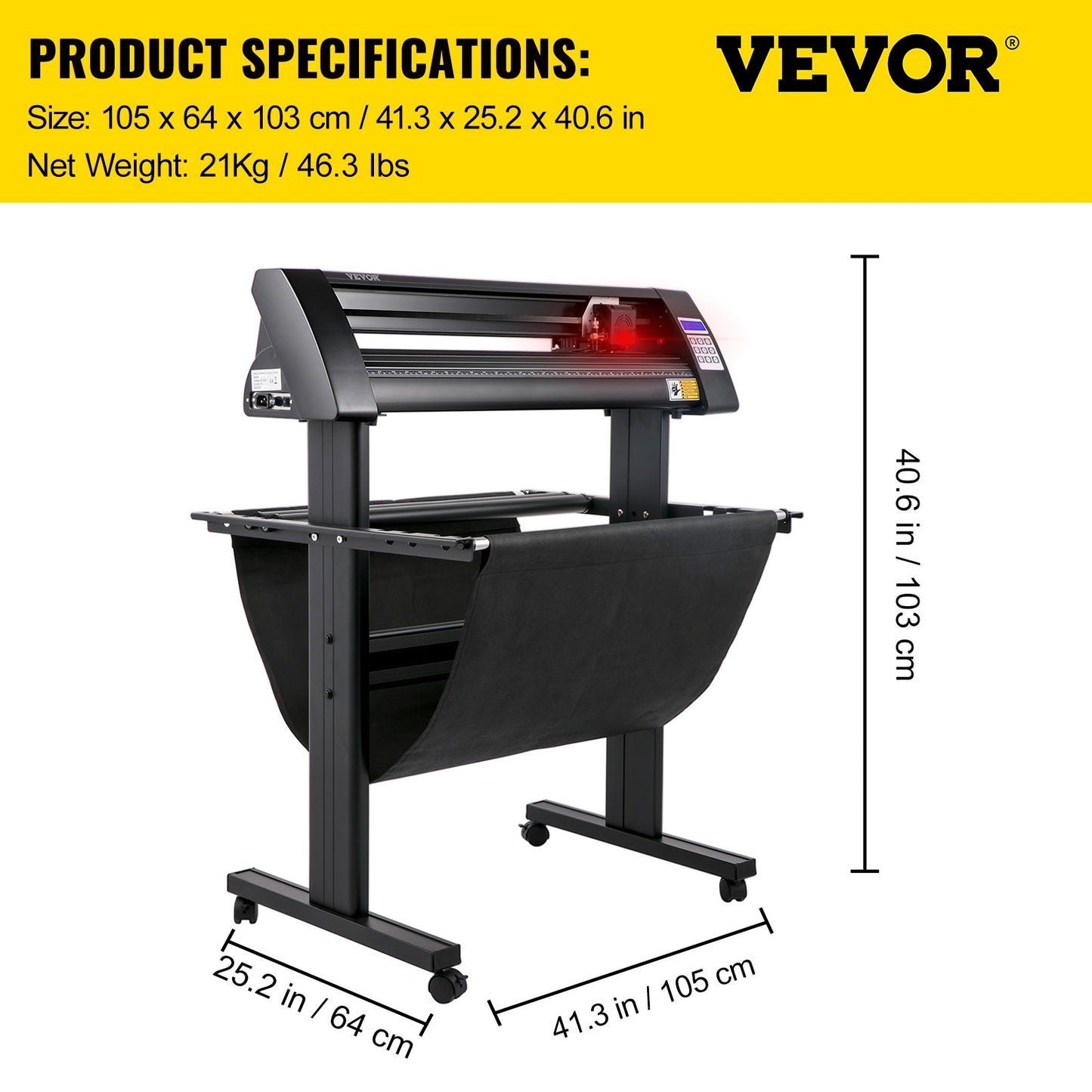 Plotter de Vinil VEVOR 870mm com Tela LED e Olho Óptico