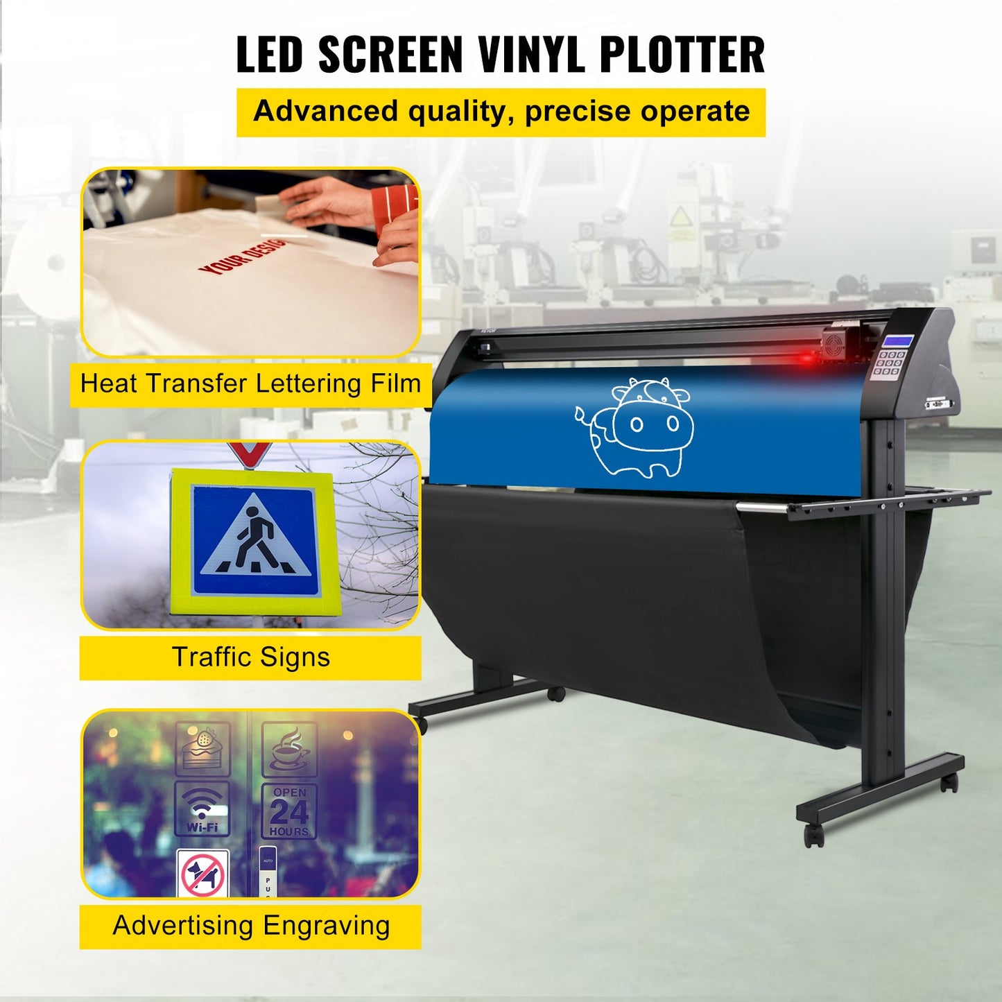 Plotter de Vinil VEVOR 1350mm com Ecrã LED e Olho Óptico