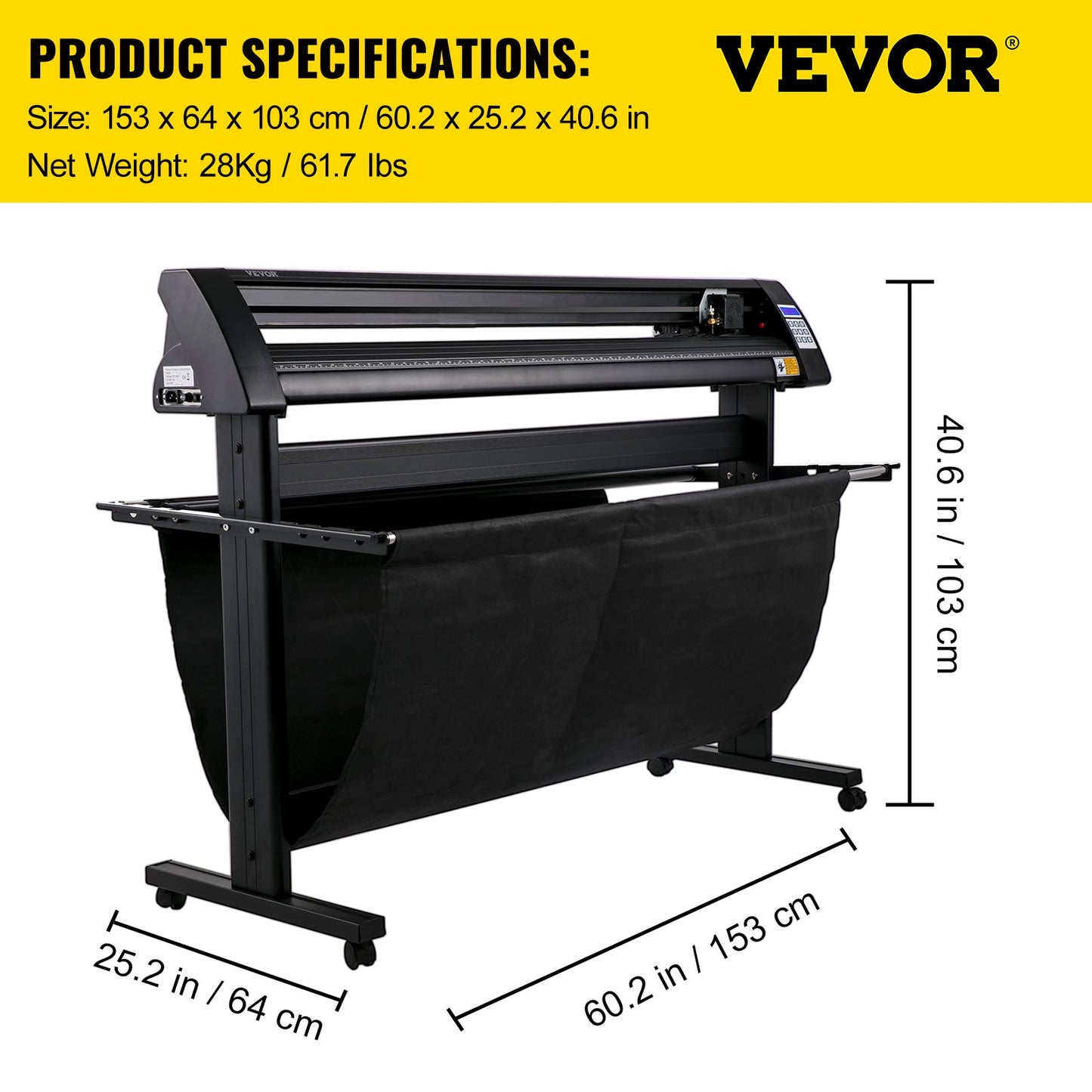 Plotter de Vinil VEVOR 1350mm com Ecrã LED e Olho Óptico
