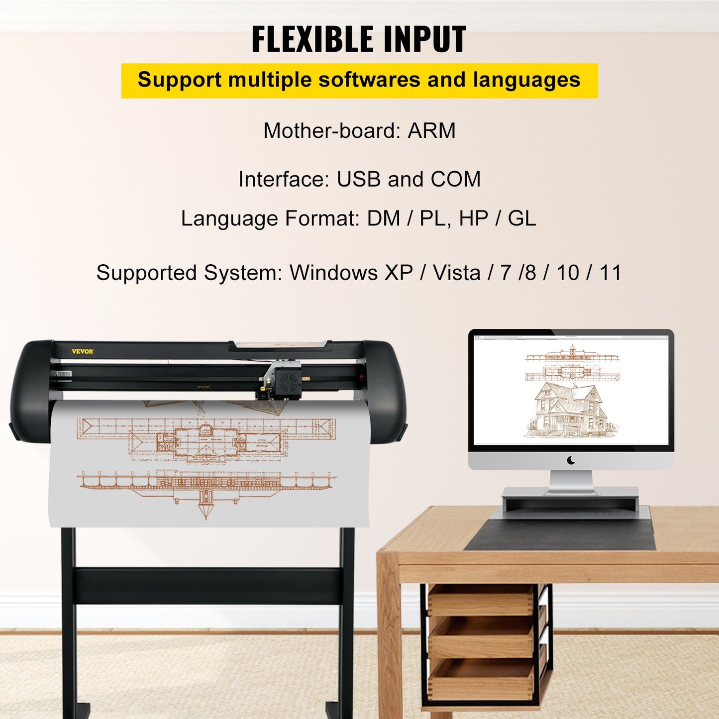 Cortadora de Vinil VEVOR 28'' Ajustável com Software SignMaster